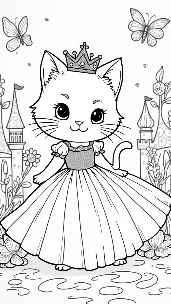 princess kitty coloring page